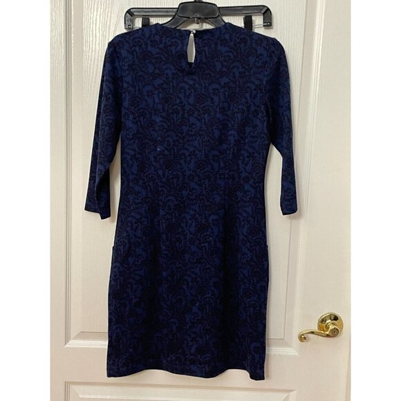 J McLaughlin Size Small Navy Black Floral Sheath Dress - Picture 3 of 6